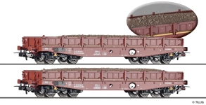 Tillig 70070 - H0 - 2-tlg. Set Schwerlastwagen Gleisbau-Abraum, DR, Ep. IV